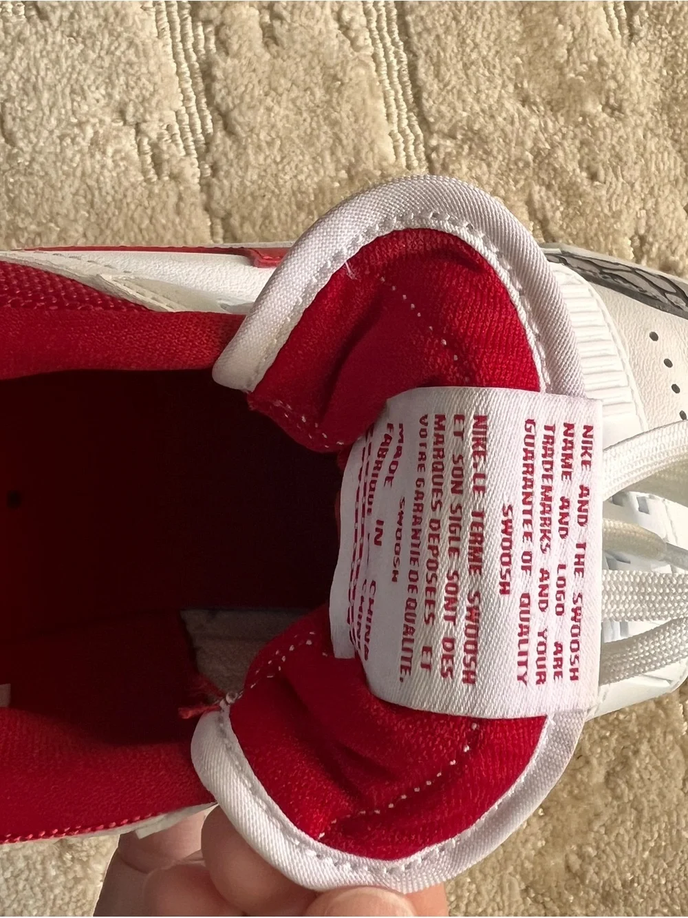 Nike White & Red Low-Top Sneakers with Elephant Print Accents